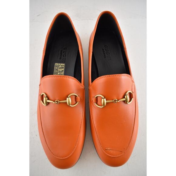 Gucci Brixton Collapsible Deep Orange Leather Horsebit Slipper Flat Loafer 36 - Picture 10 of 16